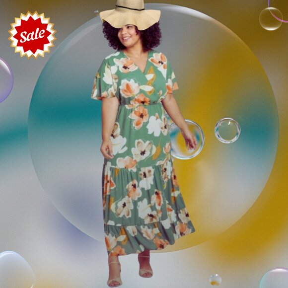 Ava & Viv Plus Size Floral Maxi Dress - Picture 1 of 7